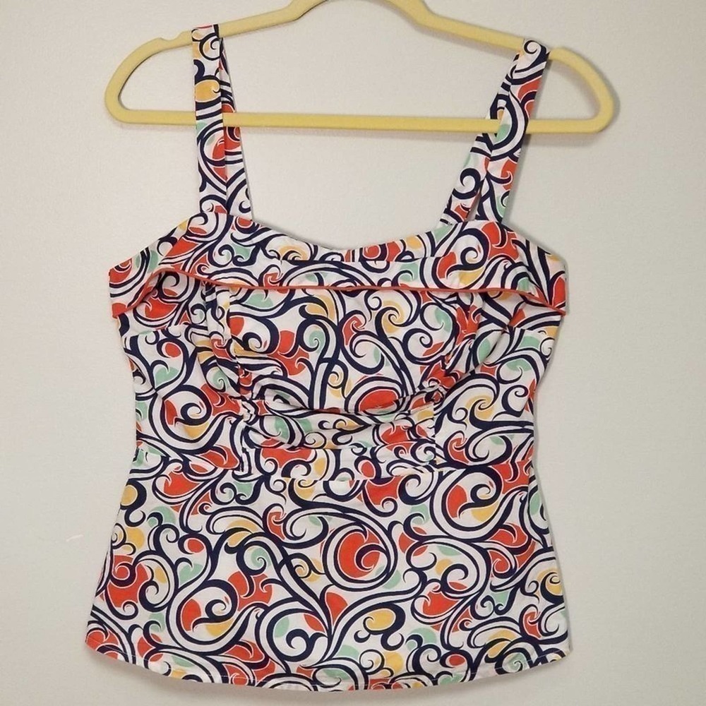 CAbi Keepsake Cami Retro Swirl Pattern Corset Style Sweetheart Neck Tank Top